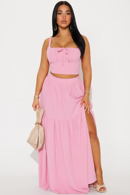 Set de Falda Maxi y Top Corsé Estilo Country