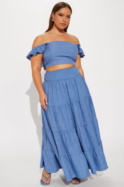 Set De Falda Maxi y Top con Volantes en Lino - Image 4