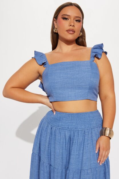 Set De Falda Maxi y Top con Volantes en Lino - Image 5