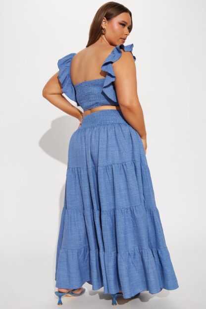 Set De Falda Maxi y Top con Volantes en Lino - Image 6