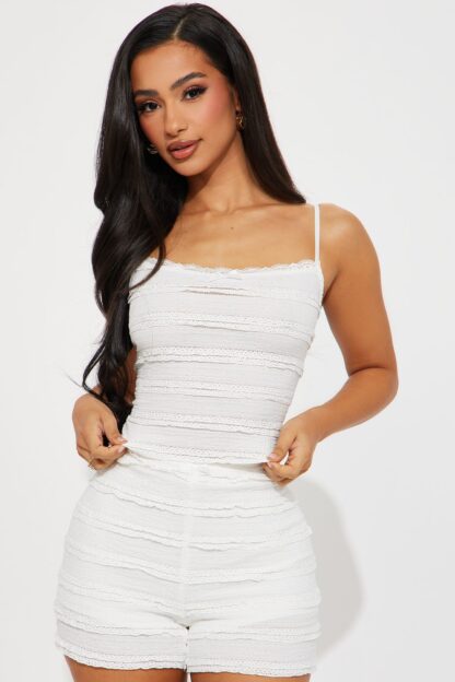 Conjunto Short y Top Texturado Baby Doll - Blanco - Image 8