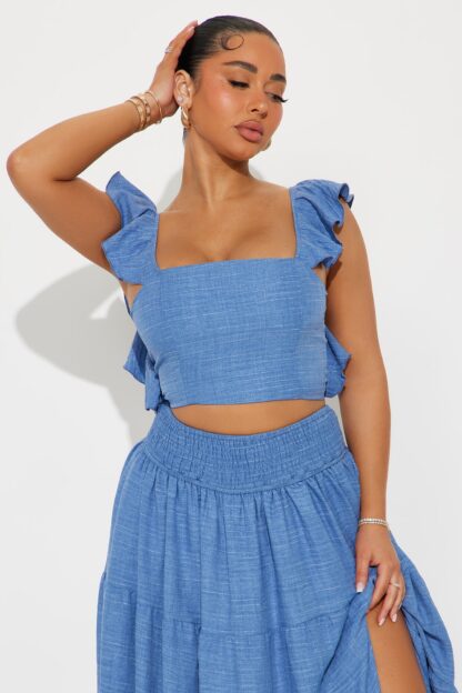 Set De Falda Maxi y Top con Volantes en Lino - Image 2