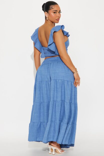 Set De Falda Maxi y Top con Volantes en Lino - Image 3