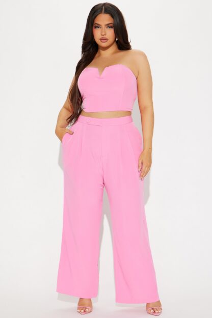 Set de Pantalón y Top Corset en Rosa - Image 4